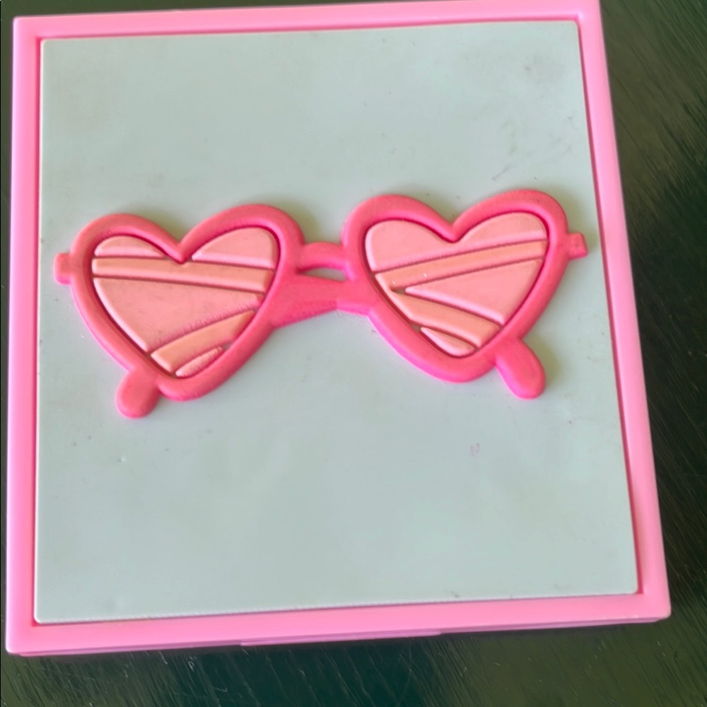Body Prescriptions Blush Compact with Mirror - Pink Heart-Shaped Sunglasses, lid
